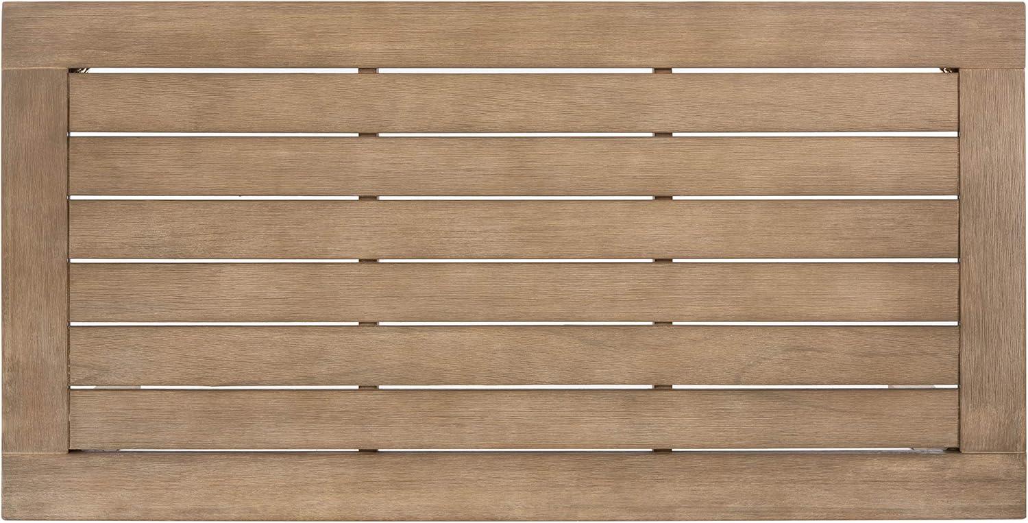 image:imageSAFAVIEH Couture Outdoor Patio Furniture Collection Santa Cruz Coffee Table Natural Eucalyptus Wood Slatted Top Modern Outdoor Accent Table CPT1016A