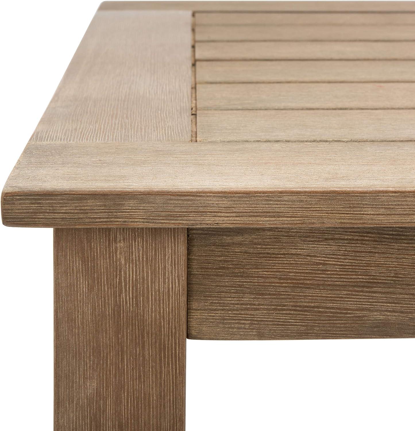 image:imageSAFAVIEH Couture Outdoor Patio Furniture Collection Santa Cruz Coffee Table Natural Eucalyptus Wood Slatted Top Modern Outdoor Accent Table CPT1016A