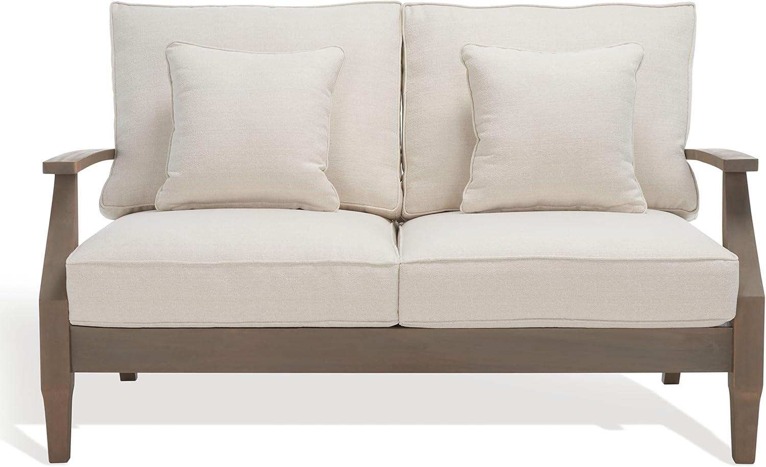 image:imageSAFAVIEH Couture Patio Martinique Natural and White Wood Outdoor Loveseat NaturalWhiteLight GreyBeige