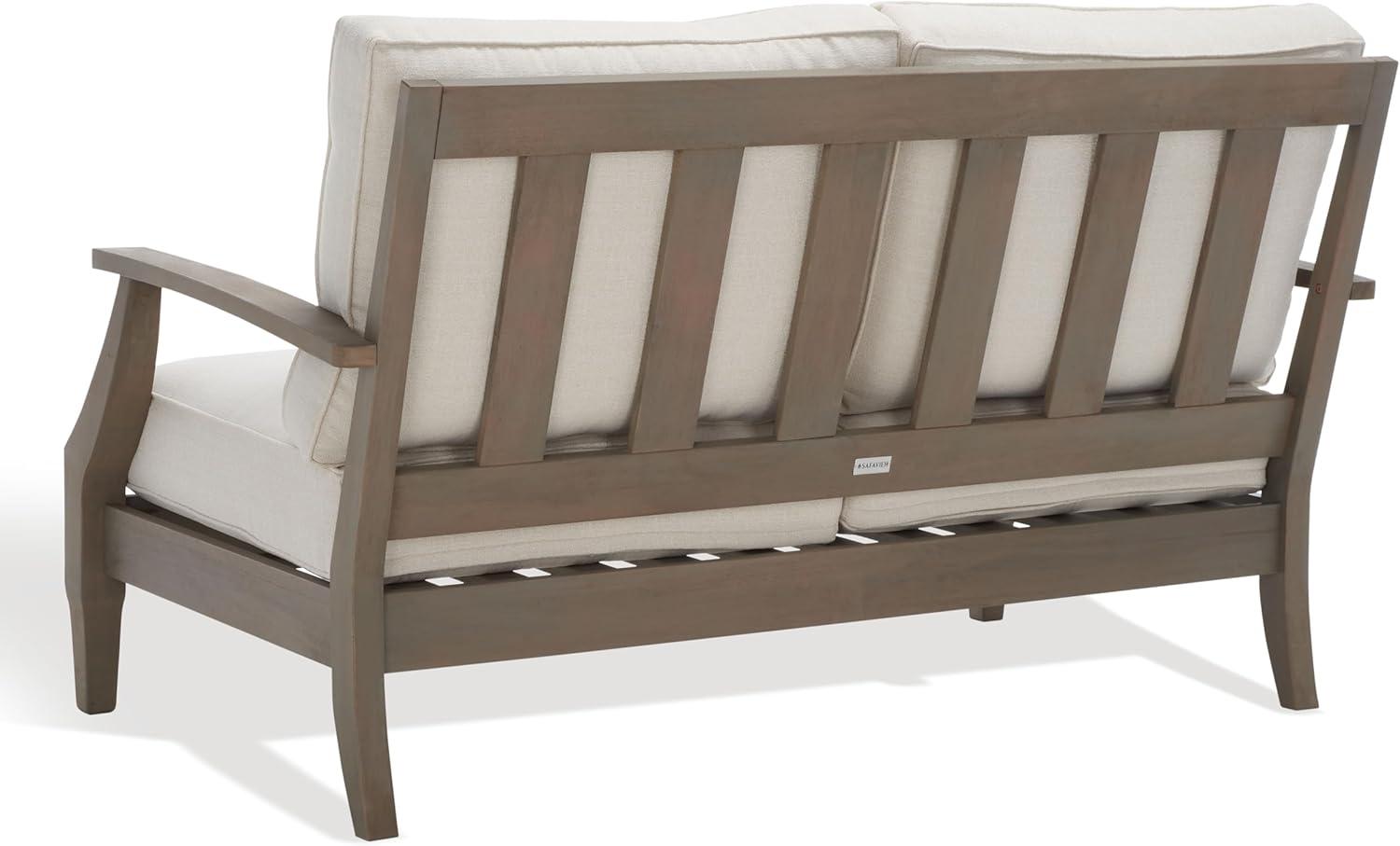 image:imageSAFAVIEH Couture Patio Martinique Natural and White Wood Outdoor Loveseat NaturalWhiteLight GreyBeige