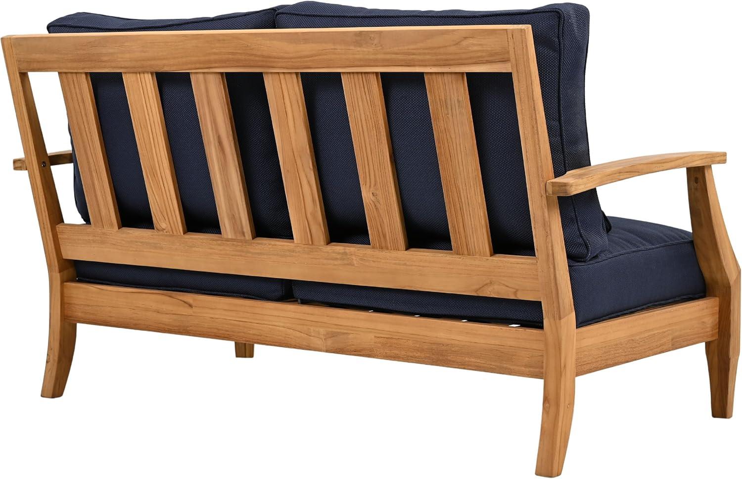image:imageSAFAVIEH Couture Patio Martinique Natural and White Wood Outdoor Loveseat NaturalWhiteNatural TeakNavy