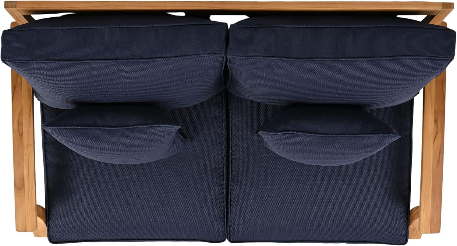 image:imageSAFAVIEH Couture Patio Martinique Natural and White Wood Outdoor Loveseat NaturalWhiteNatural TeakNavy