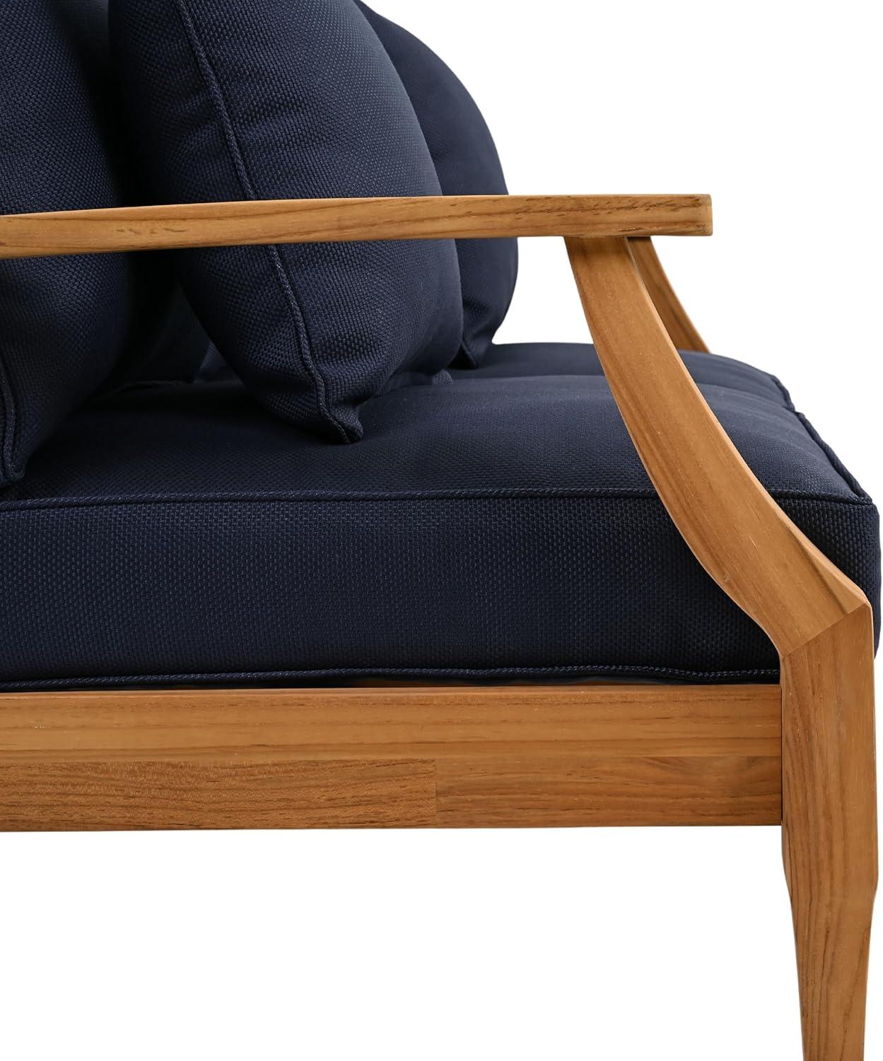 image:imageSAFAVIEH Couture Patio Martinique Natural and White Wood Outdoor Loveseat NaturalWhiteNatural TeakNavy
