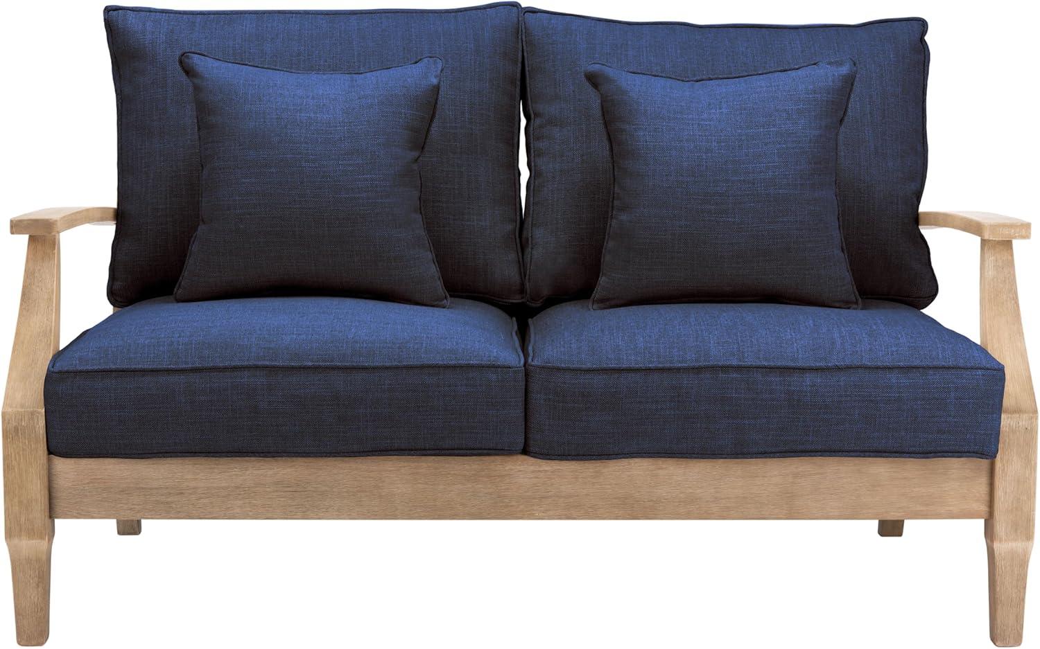 image:imageSAFAVIEH Couture Patio Martinique Natural and White Wood Outdoor Loveseat NaturalWhiteNaturalNavy