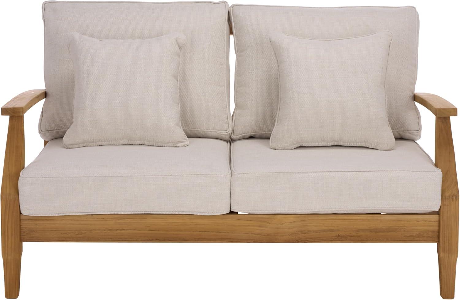 image:imageSAFAVIEH Couture Patio Martinique Natural and White Wood Outdoor Loveseat NaturalWhiteWhiteNatural Teak