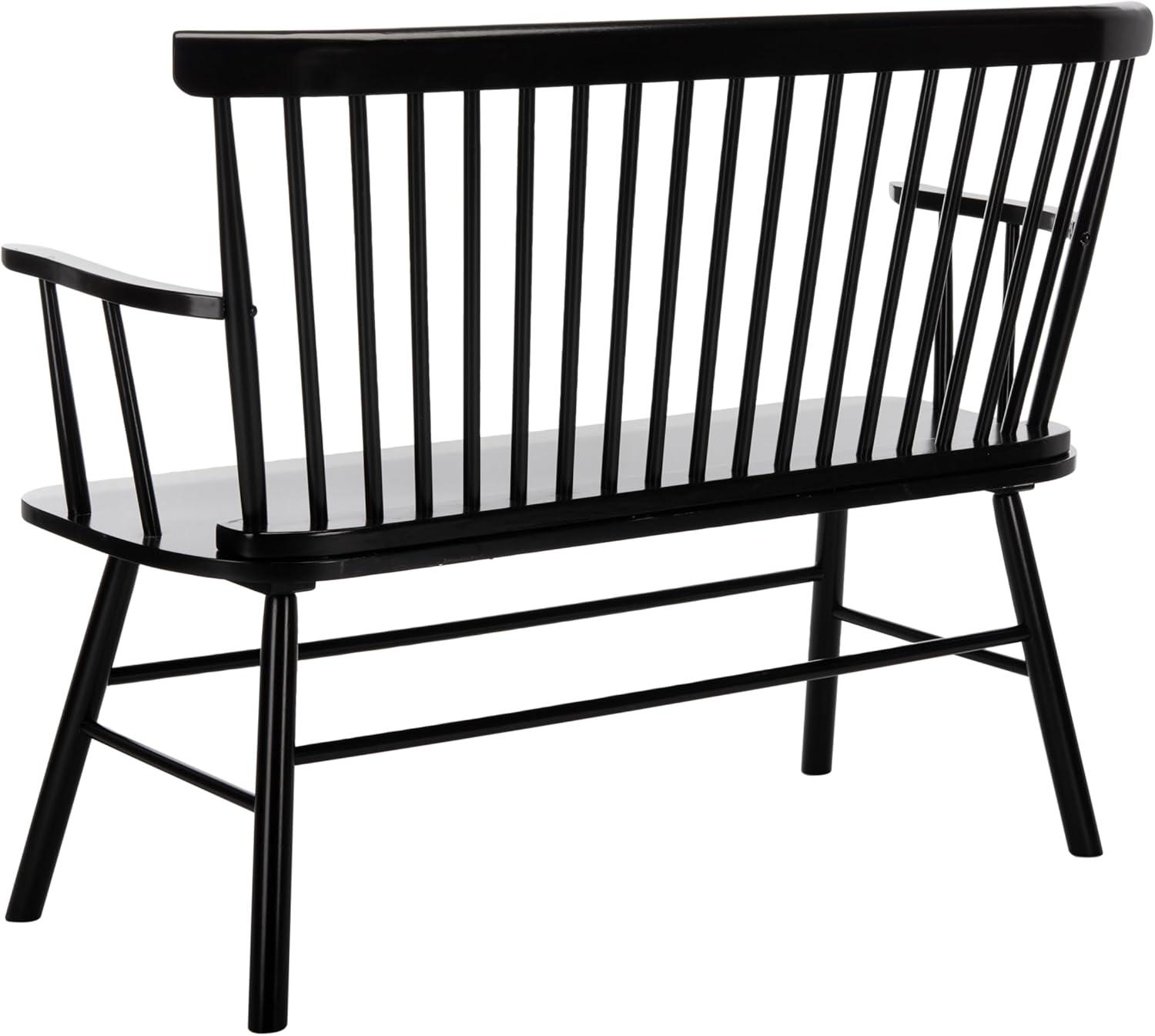image:imageSAFAVIEH Home Collection Addison Black Solid Wood Spindle Back Loveseat Bench Farmhouse Settee for Entryway Living Room or Dining Area AMH8513ABlack