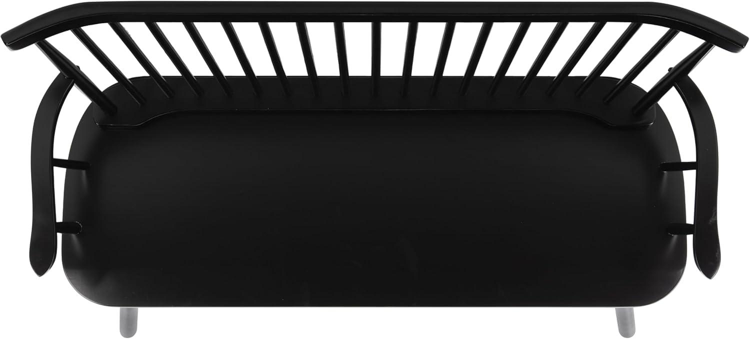 image:imageSAFAVIEH Home Collection Addison Black Solid Wood Spindle Back Loveseat Bench Farmhouse Settee for Entryway Living Room or Dining Area AMH8513ABlack