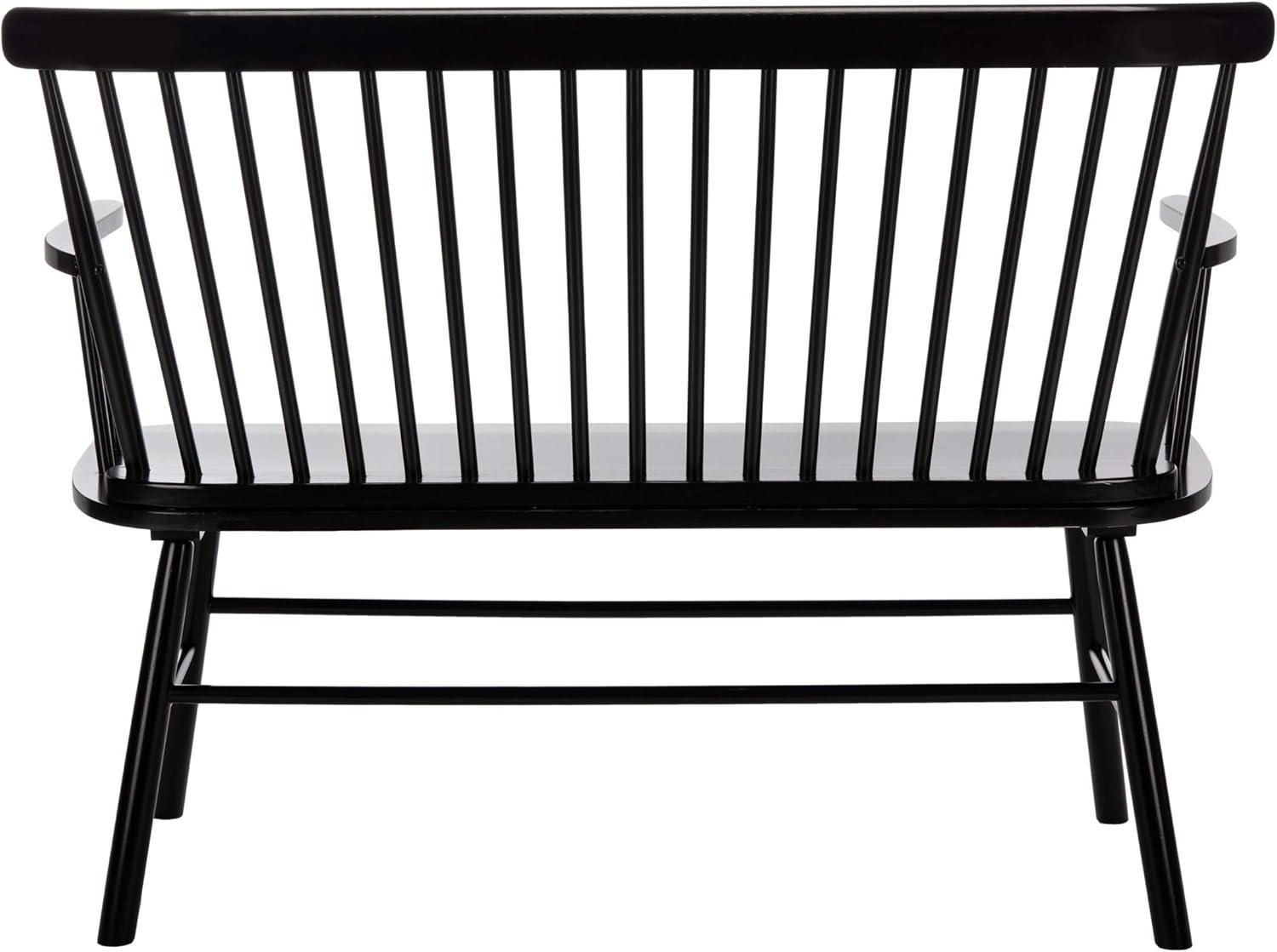 image:imageSAFAVIEH Home Collection Addison Black Solid Wood Spindle Back Loveseat Bench Farmhouse Settee for Entryway Living Room or Dining Area AMH8513ABlack
