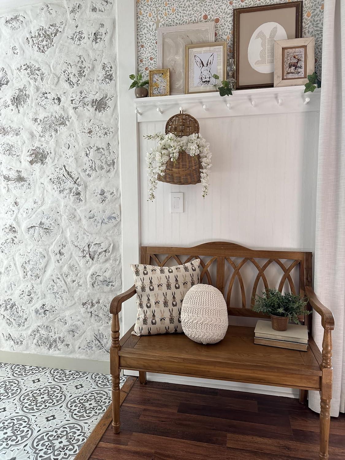 image:imageSAFAVIEH Home Collection Benjamin Brown Solid Wood Accent Bench Indoor Bench for Entryway Bedroom or Living Room AMH6500DOak