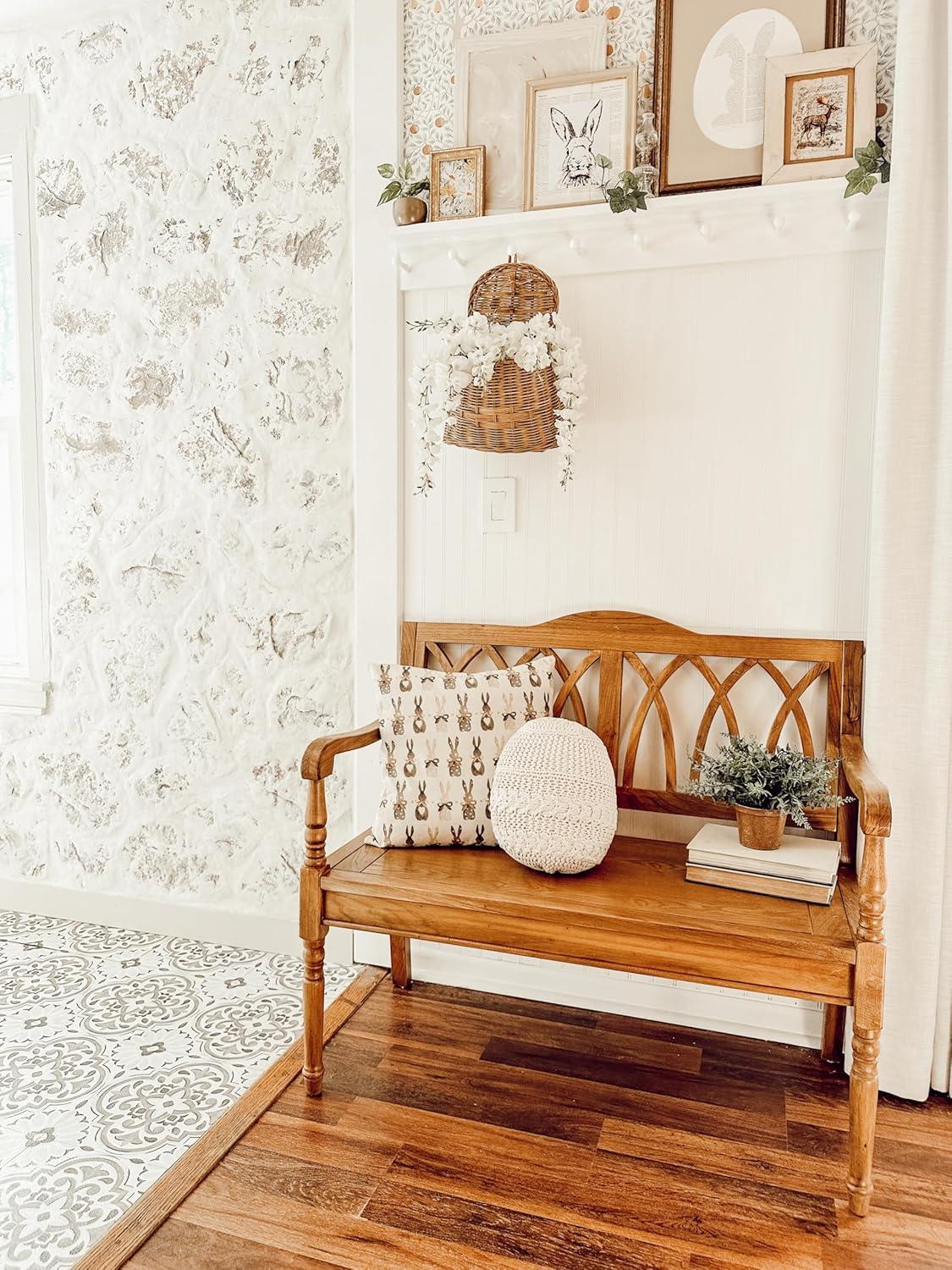 image:imageSAFAVIEH Home Collection Benjamin Brown Solid Wood Accent Bench Indoor Bench for Entryway Bedroom or Living Room AMH6500DOak