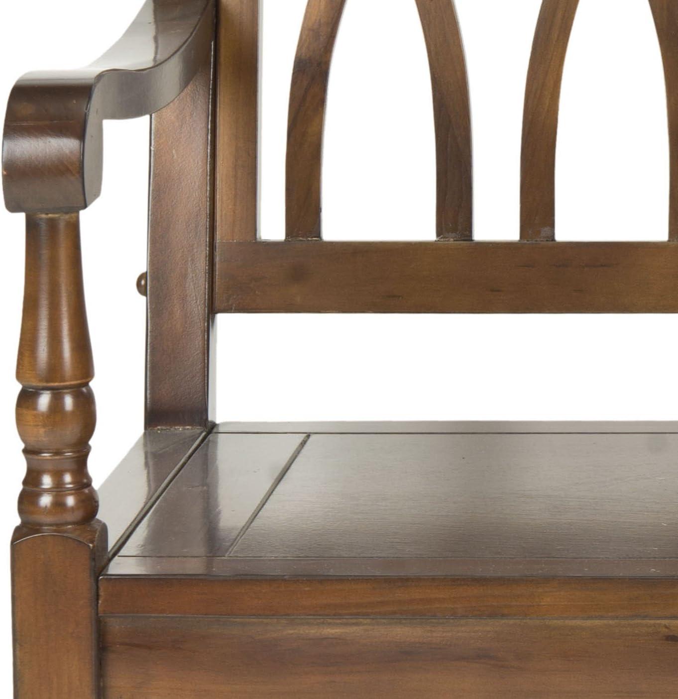 image:imageSAFAVIEH Home Collection Benjamin Brown Solid Wood Accent Bench Indoor Bench for Entryway Bedroom or Living Room AMH6500DTeak