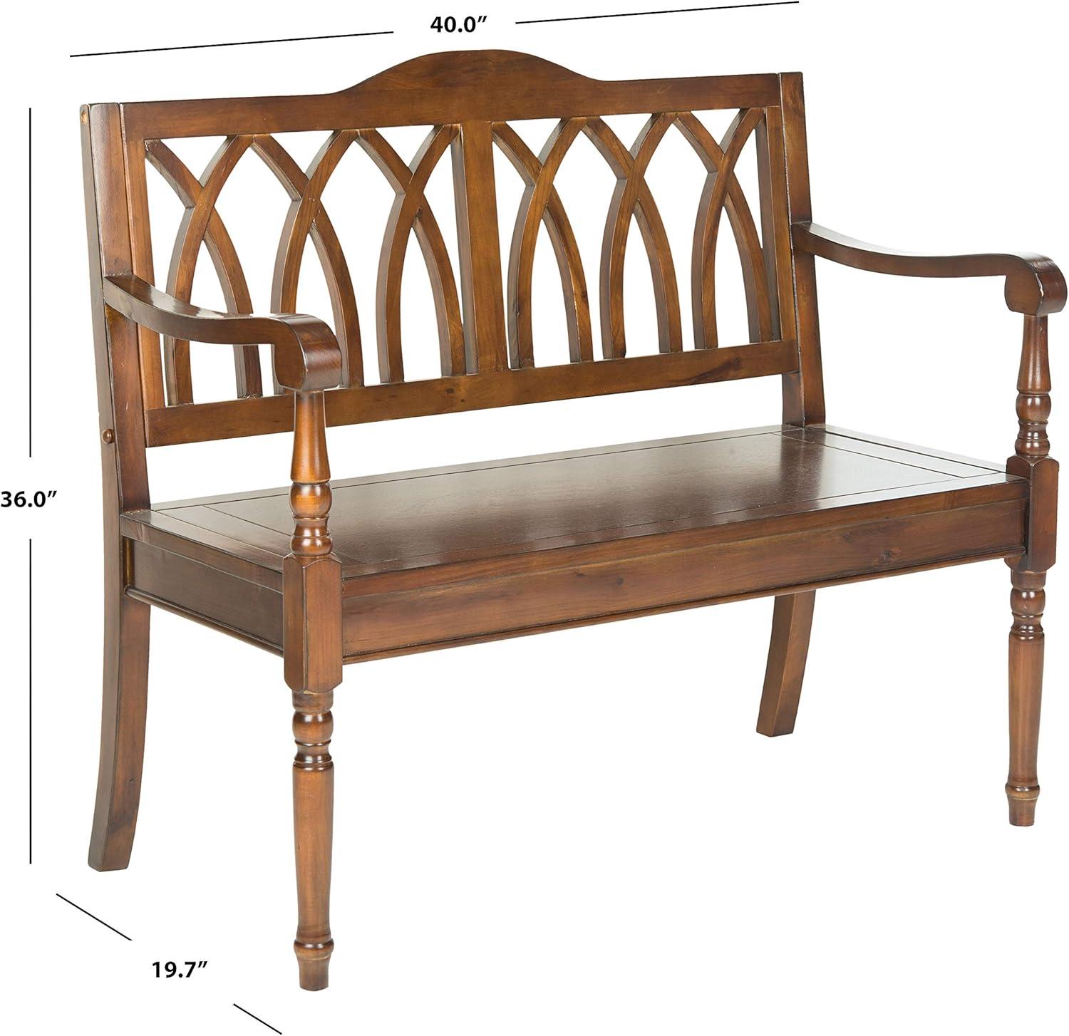 image:imageSAFAVIEH Home Collection Benjamin Brown Solid Wood Accent Bench Indoor Bench for Entryway Bedroom or Living Room AMH6500DTeak