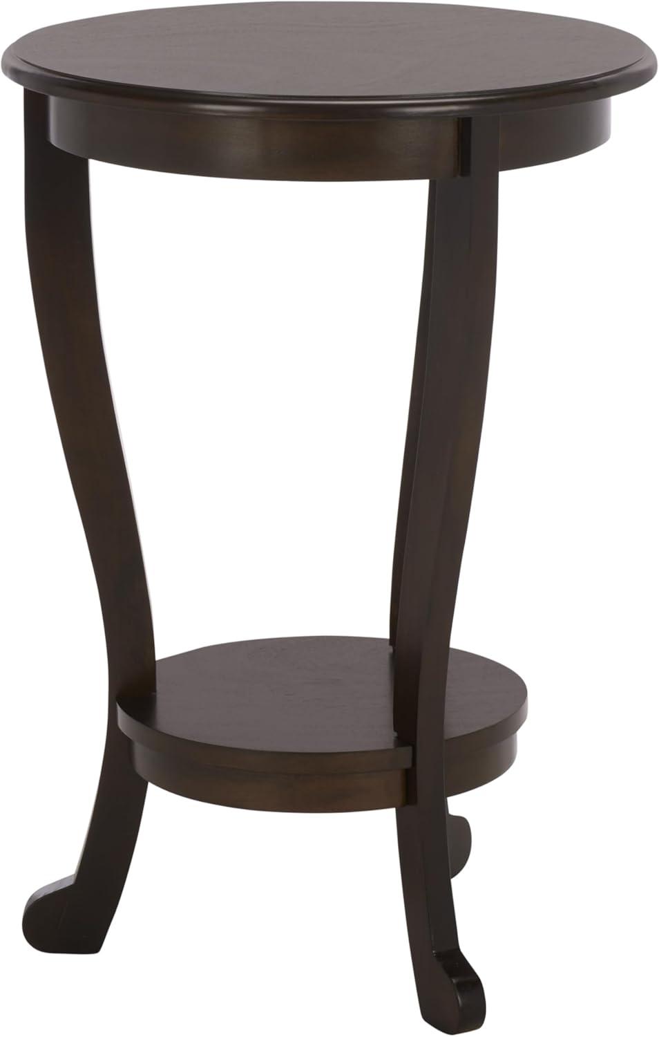 image:imageSAFAVIEH Home Collection Mary Vintage Grey Pedestal End Table with Shelf Classic Cabriole Design Round Accent Table for Living Room or Bedroom AMH5711ADark Chocolate