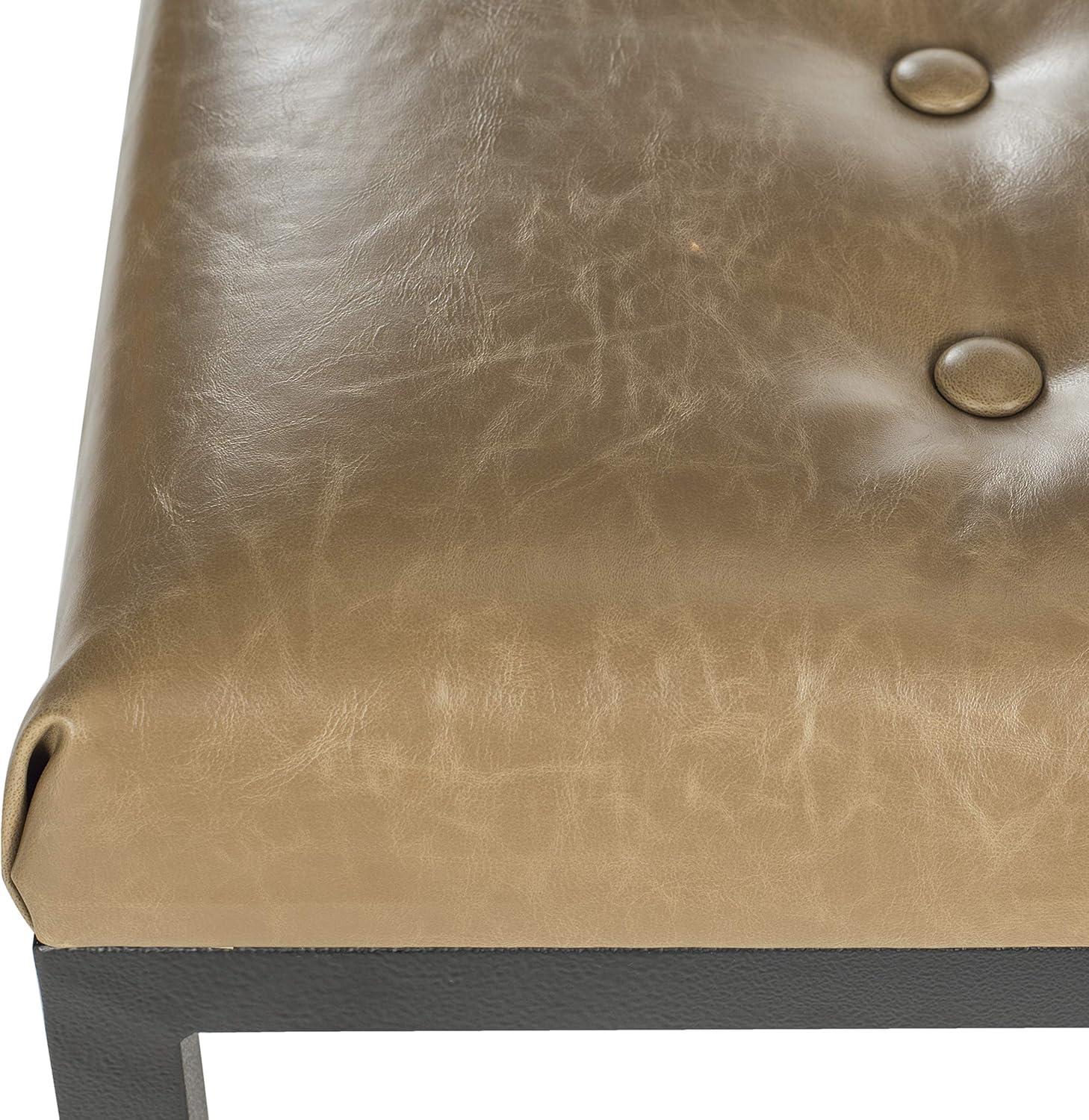 image:imageSAFAVIEH Home Collection Reynolds Black Tufted Upholstered Accent Bench Modern ParsonsStyle Open Frame Bench with Brass Legs for Bedroom Entryway or Living Room FOX6225ETan Black