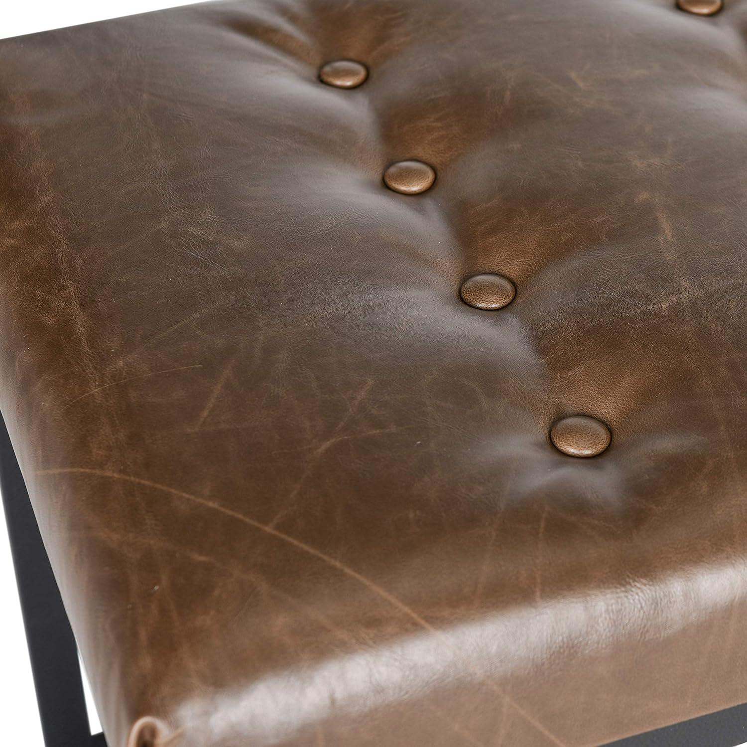 image:imageSAFAVIEH Home Collection Reynolds Black Tufted Upholstered Accent Bench Modern ParsonsStyle Open Frame Bench with Brass Legs for Bedroom Entryway or Living Room FOX6225EBrown Black