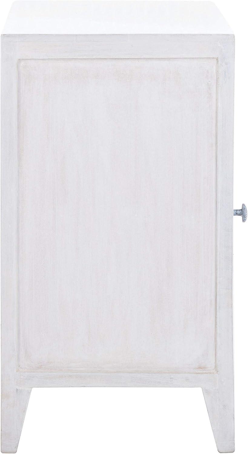 image:imageSAFAVIEH Home Collection Thea Brown Carved Mandala 1Door Storage Nightstand Fully Assembled Boho Accent Side Table NST5300AWhite Washed