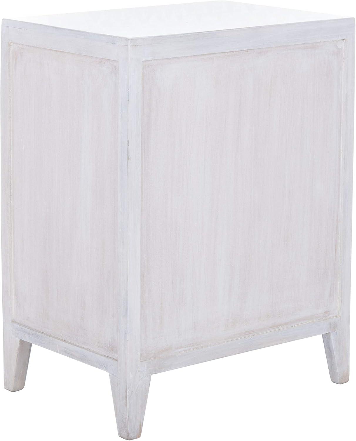 image:imageSAFAVIEH Home Collection Thea Brown Carved Mandala 1Door Storage Nightstand Fully Assembled Boho Accent Side Table NST5300AWhite Washed