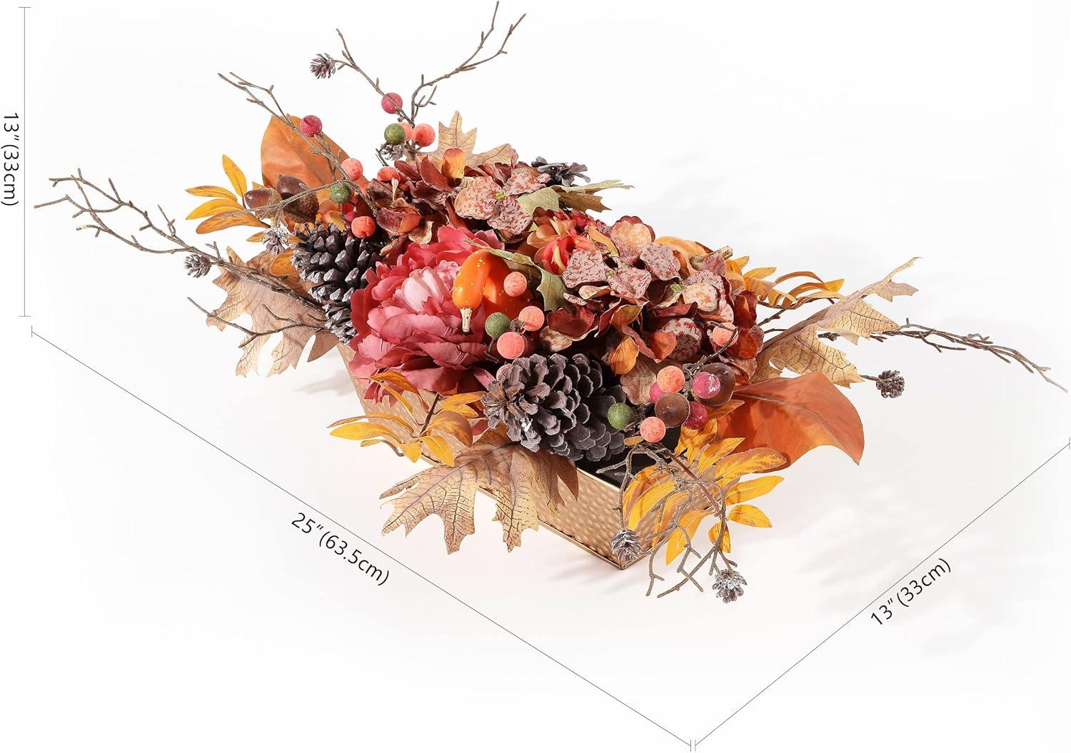 image:imageSAFAVIEH Home Collection 25inch Decorative Artificial Peony amp Pumpkin Potted Arrangement Fully AssembledMulti Color