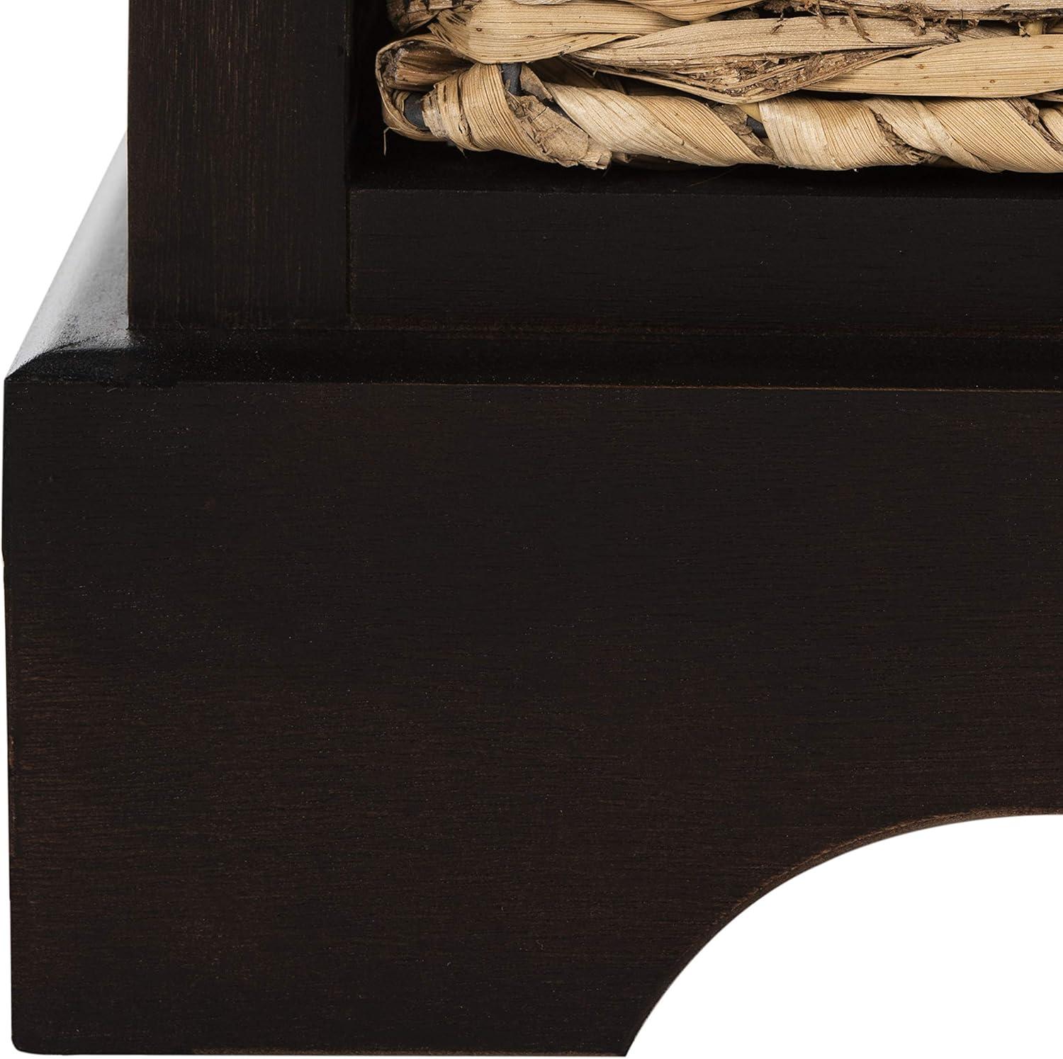 image:imageSAFAVIEH Home Collection Carrie Distressed Cream Natural Wicker 3Drawer Storage Nightstand Side Table Fully AssembledBrown