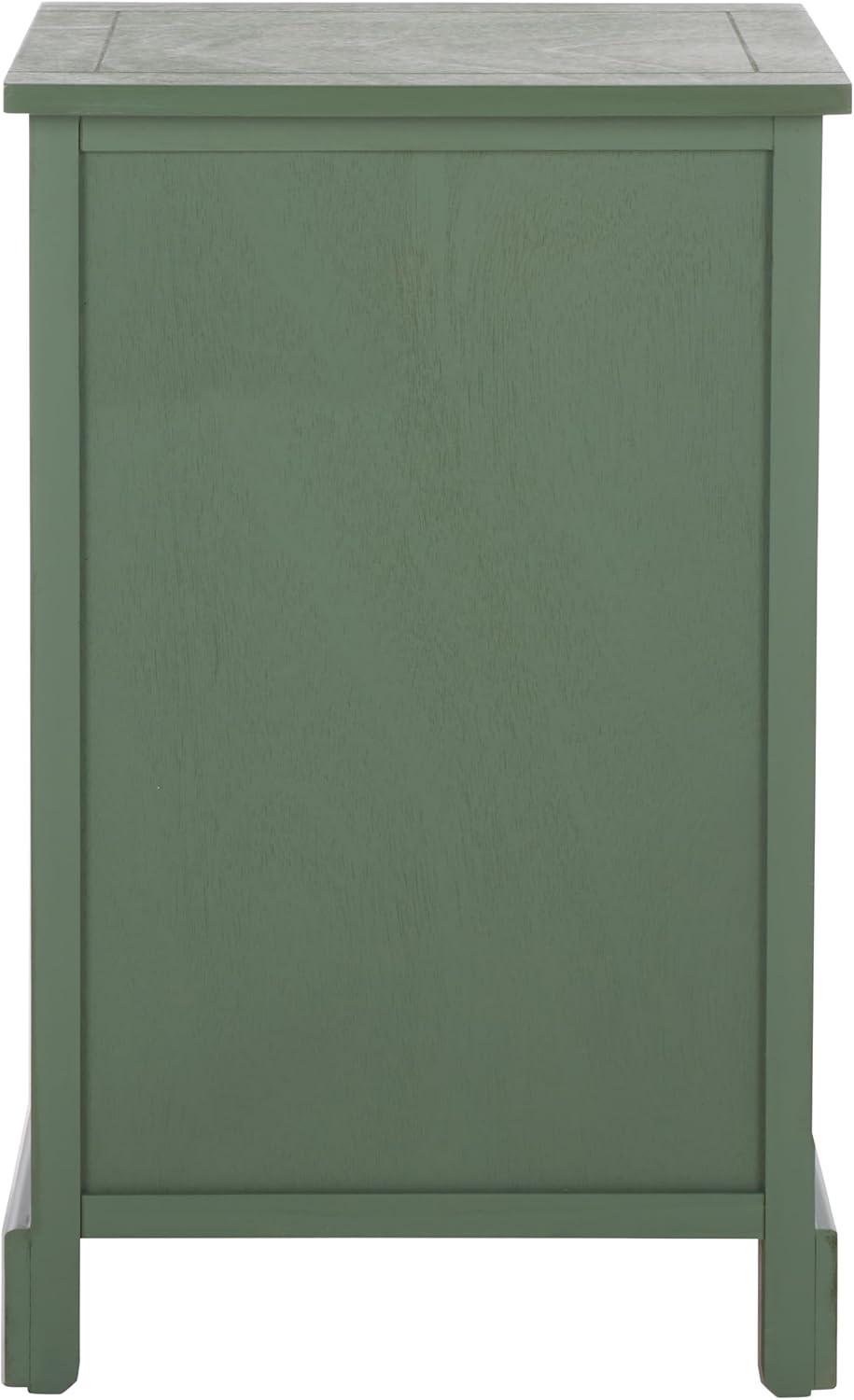image:imageSAFAVIEH Home Collection Carrie Distressed Cream Natural Wicker 3Drawer Storage Nightstand Side Table Fully AssembledDusty Green