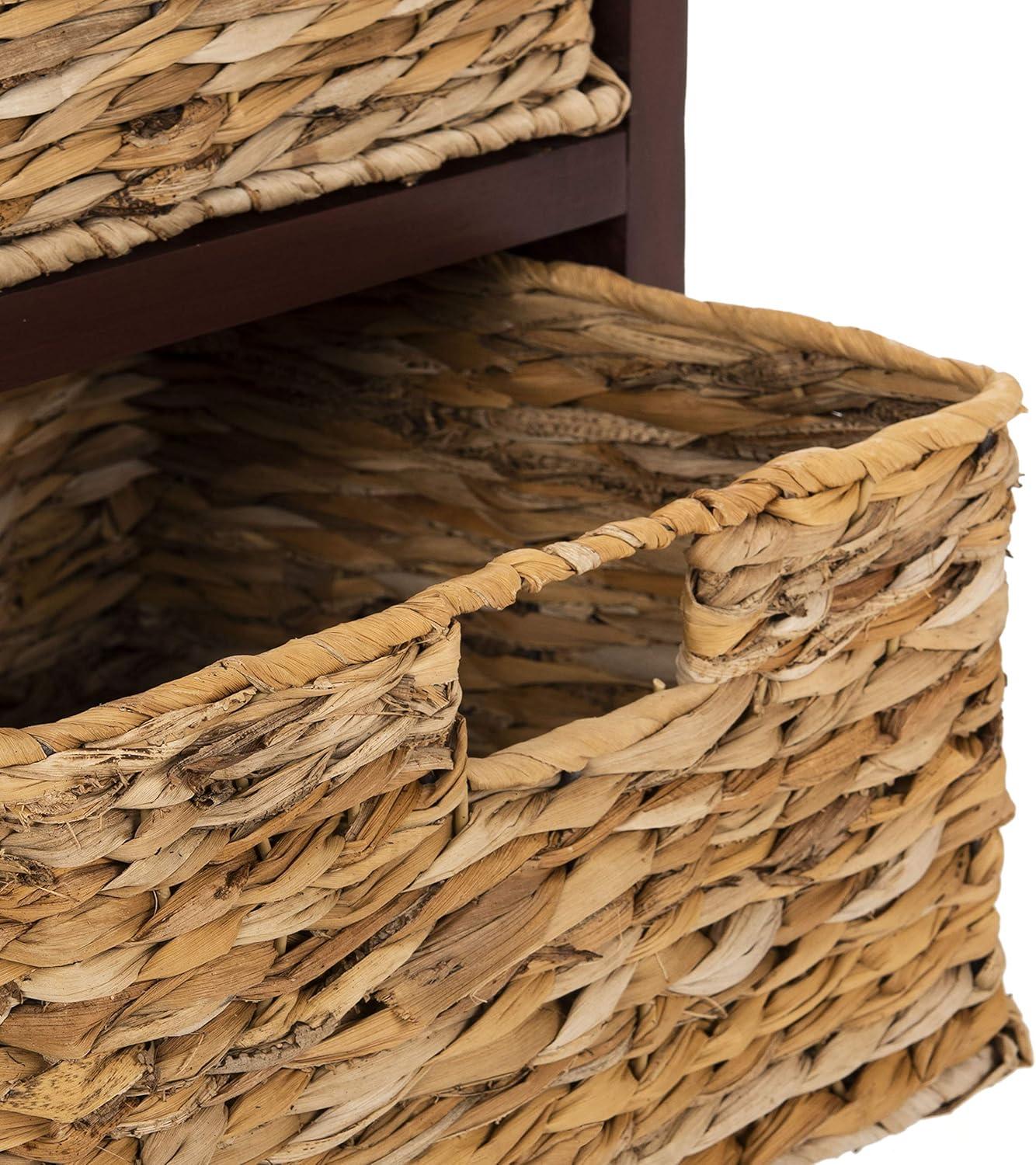 image:imageSAFAVIEH Home Collection Carrie Distressed Cream Natural Wicker 3Drawer Storage Nightstand Side Table Fully AssembledRed