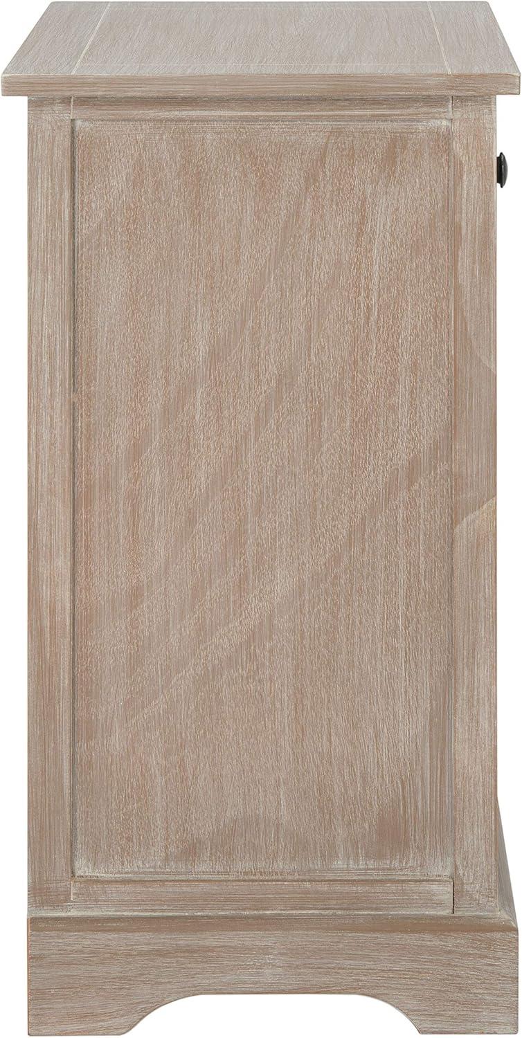 image:imageSAFAVIEH Home Collection Carrie Distressed Cream Natural Wicker 3Drawer Storage Nightstand Side Table Fully AssembledWhite Washed