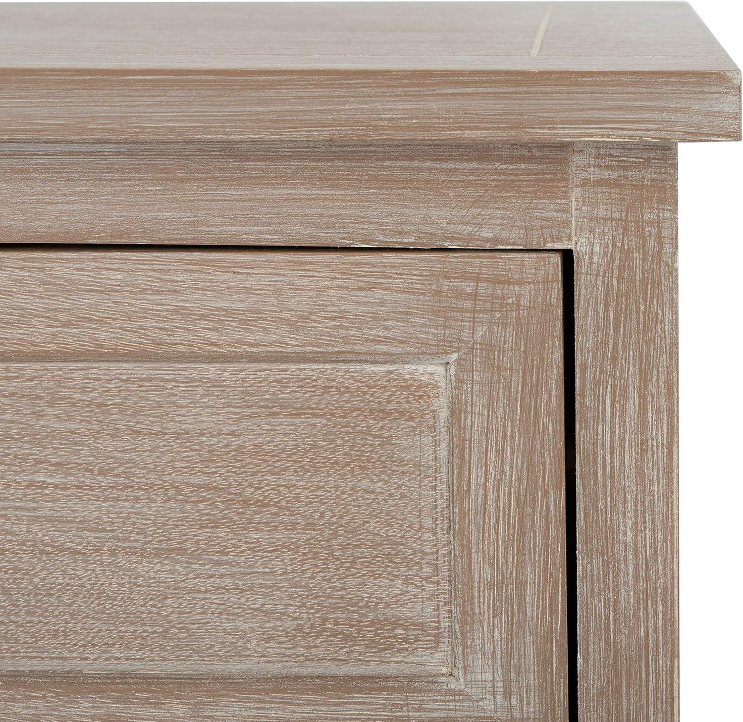 image:imageSAFAVIEH Home Collection Carrie Distressed Cream Natural Wicker 3Drawer Storage Nightstand Side Table Fully AssembledWhite Washed