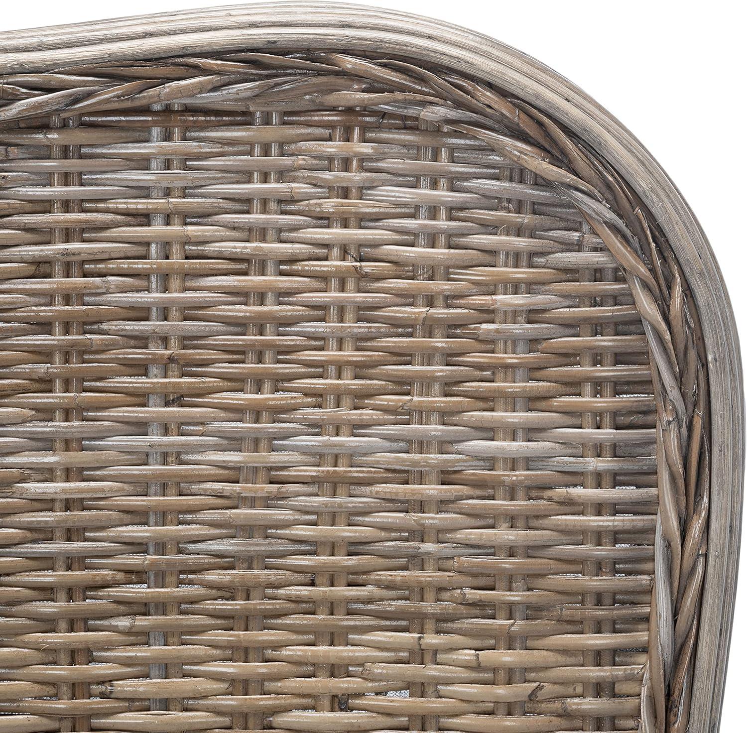 image:imageSAFAVIEH Home Collection Daejon Coastal Rattan Legs Camelback Headboard Queen Size Bed BED8001AQ GreyEspressoGrey Espresso