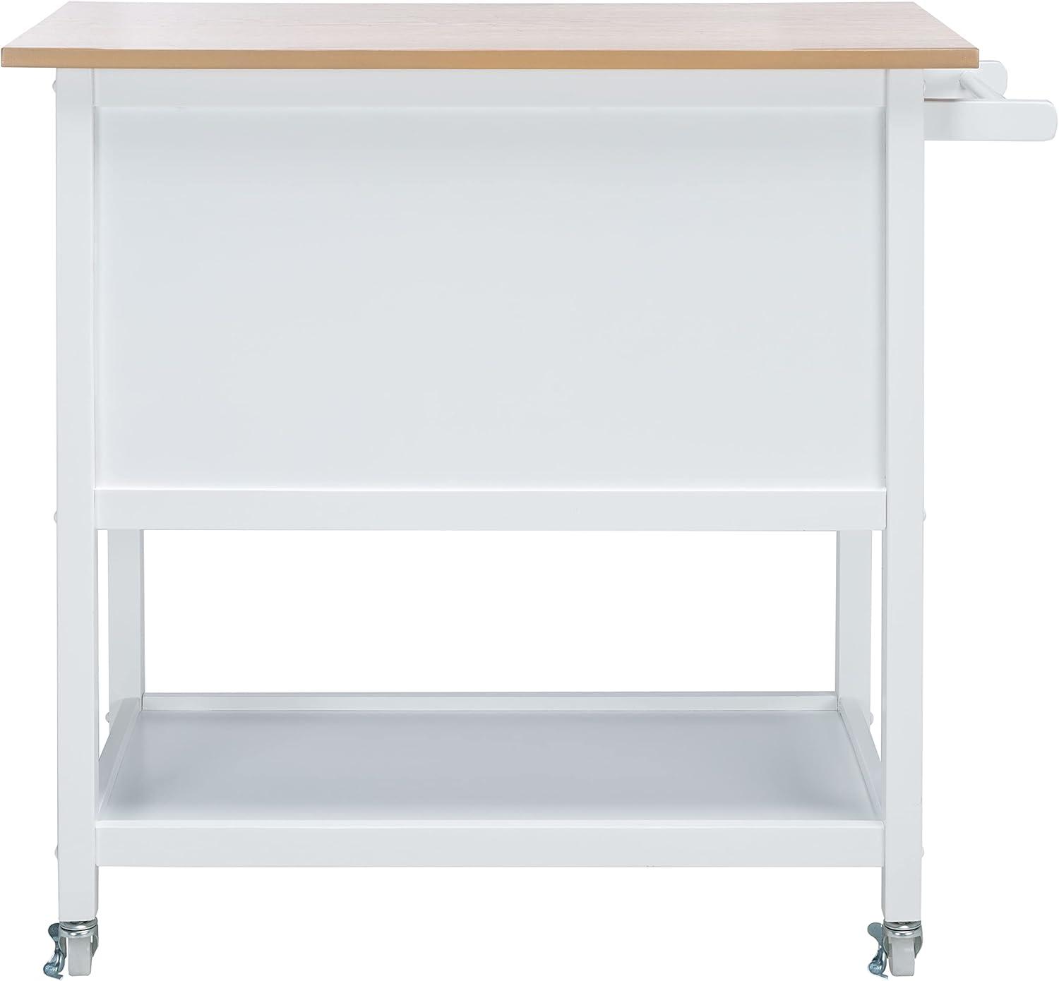 image:imageSAFAVIEH Home Collection Daley NaturalWhite 1Drawer 2Shelf Storage Dining Room Trolley Kitchen Cart with Wheels KCH1402BNaturalWhite