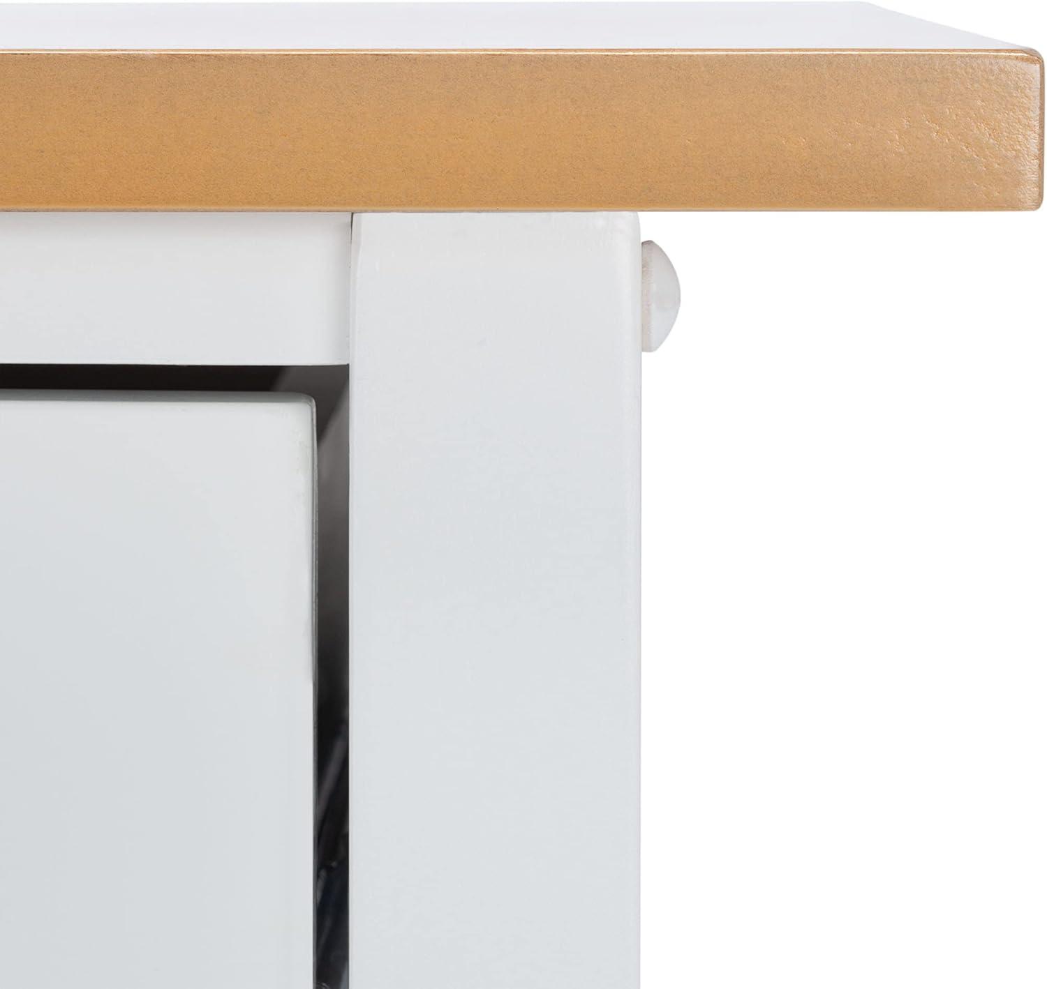 image:imageSAFAVIEH Home Collection Daley NaturalWhite 1Drawer 2Shelf Storage Dining Room Trolley Kitchen Cart with Wheels KCH1402BNaturalWhite