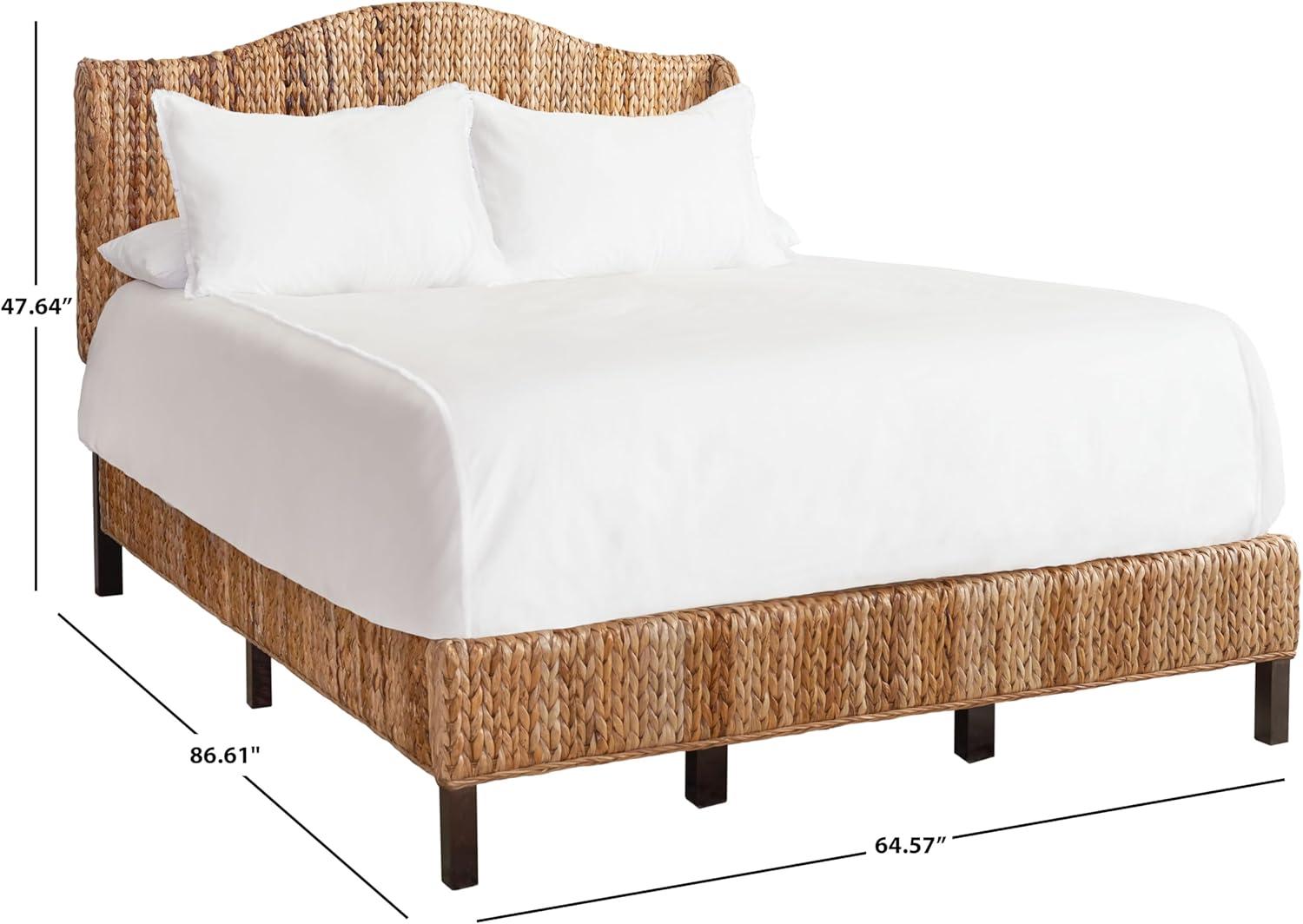 image:imageSAFAVIEH Home Collection Finola Coastal Braided Rattan Legs Queen Size Bed BED8002AQ NaturalEspressoNatural Espresso