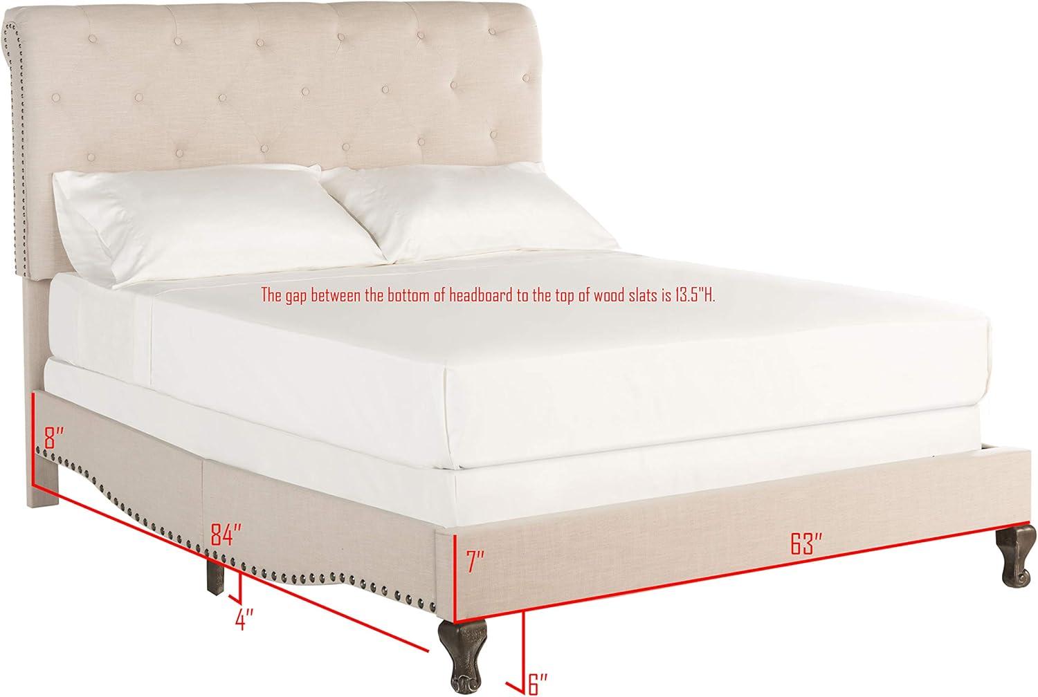 image:imageSAFAVIEH Home Collection Hathaway Taupe amp Rustic Oak Bed QueenLight BeigeRustic Oak