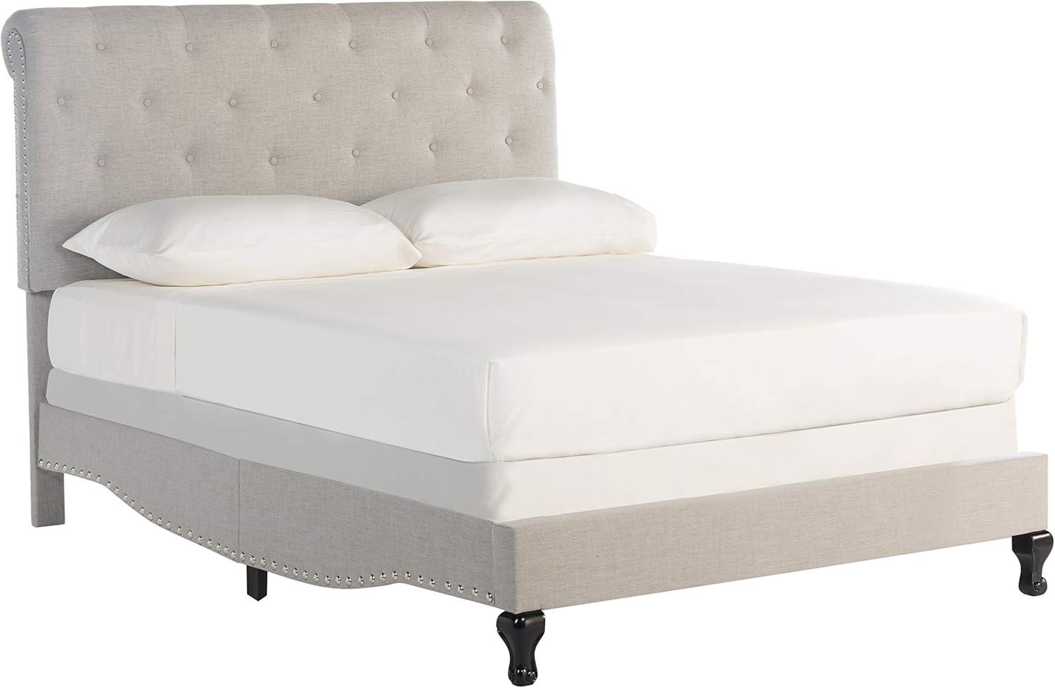 image:imageSAFAVIEH Home Collection Hathaway Taupe amp Rustic Oak Bed QueenLight Grey