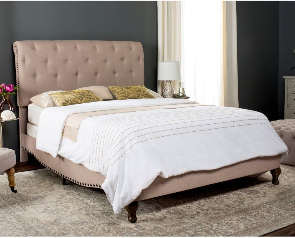 image:imageSAFAVIEH Home Collection Hathaway Taupe amp Rustic Oak Bed QueenTaupe