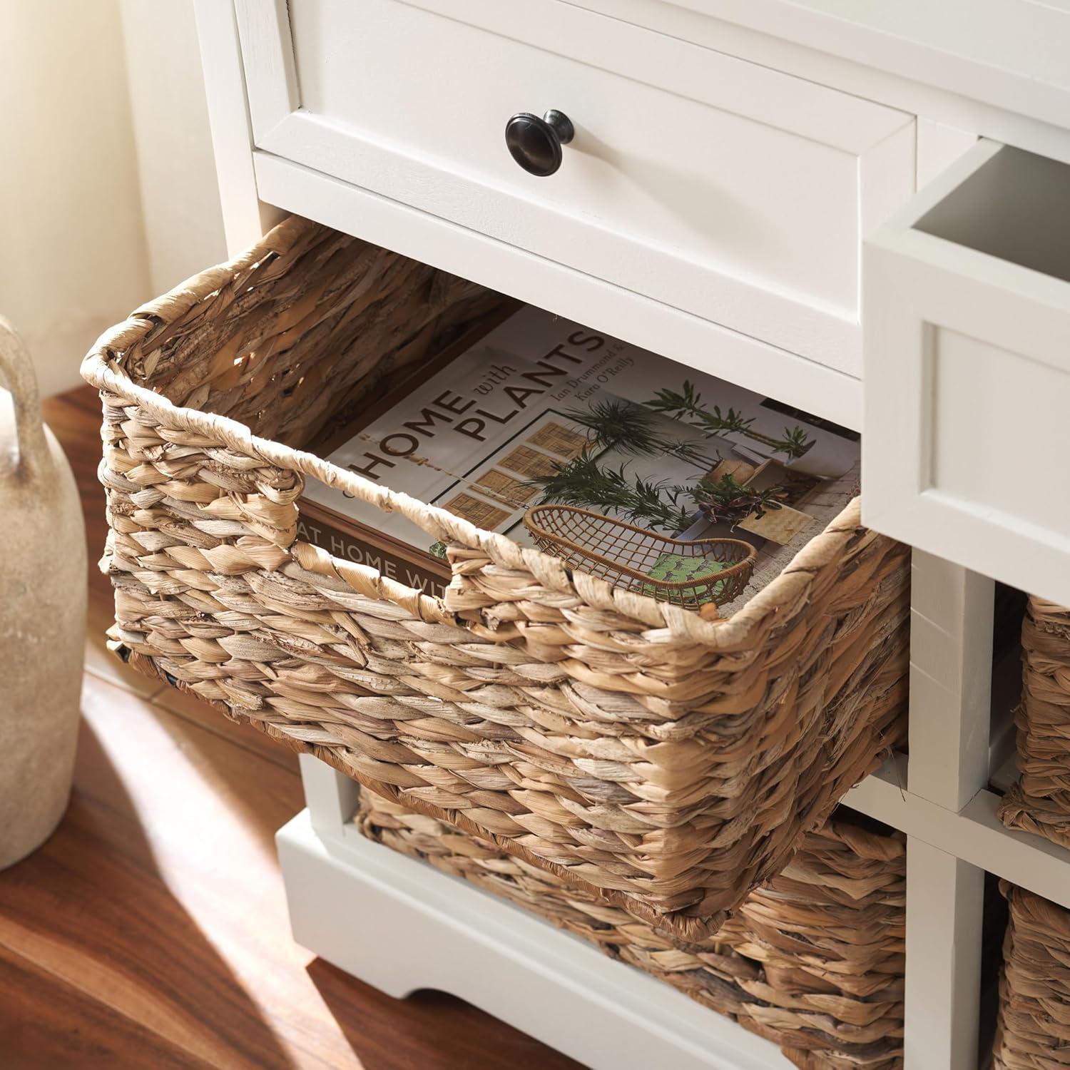 image:imageSAFAVIEH Home Collection Herman White Wash 6Drawer Wicker Basket Storage Unit Fully Assembled AMH5702GDistressed Cream