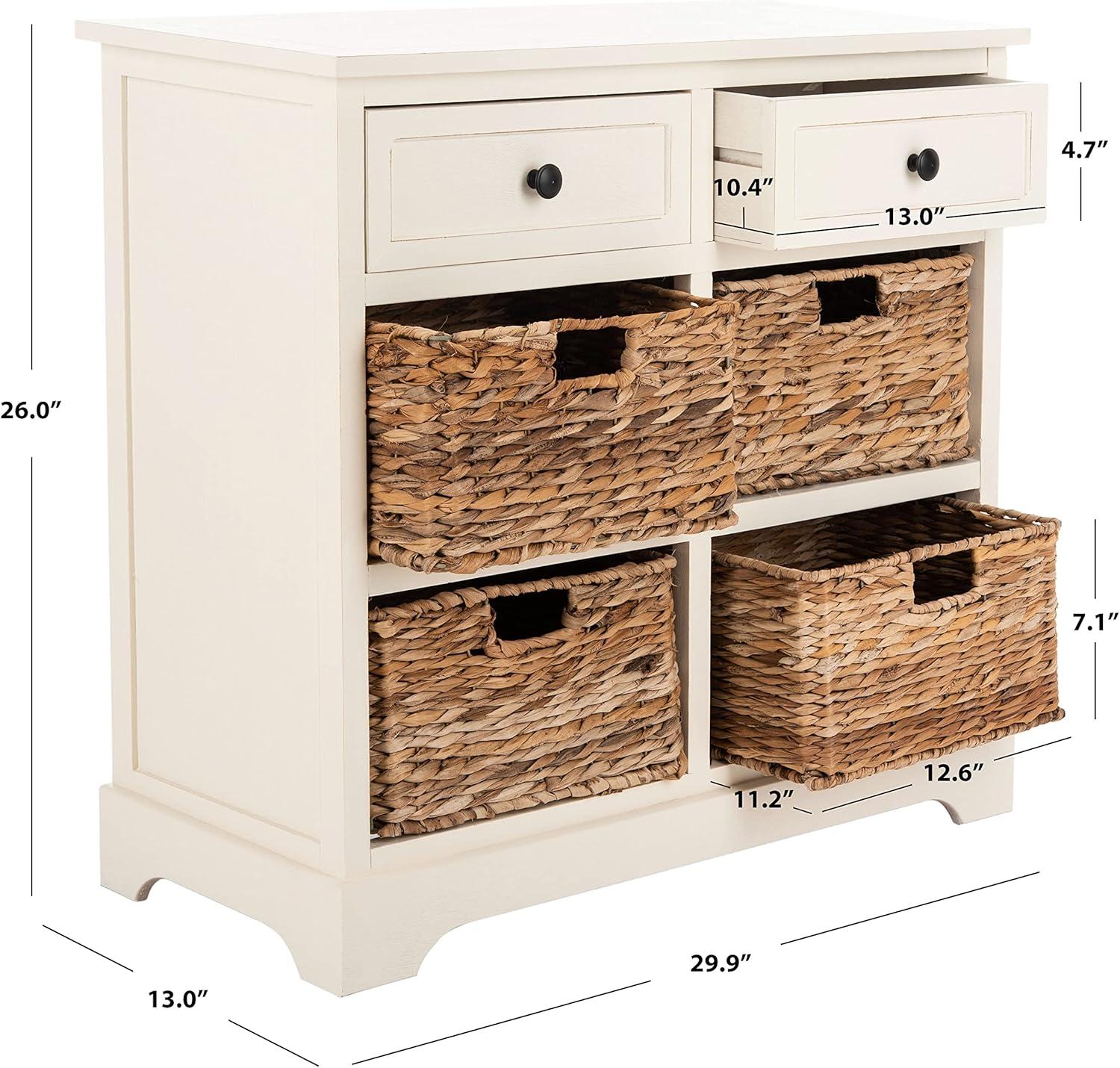 image:imageSAFAVIEH Home Collection Herman White Wash 6Drawer Wicker Basket Storage Unit Fully Assembled AMH5702GDistressed Cream