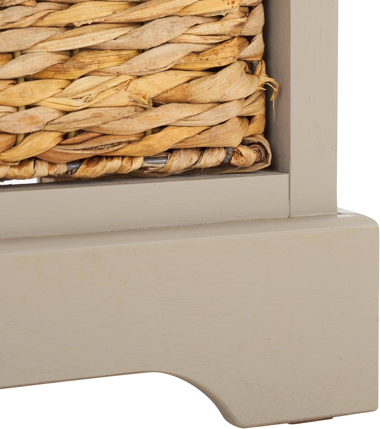 image:imageSAFAVIEH Home Collection Herman White Wash 6Drawer Wicker Basket Storage Unit Fully Assembled AMH5702GVintage Grey