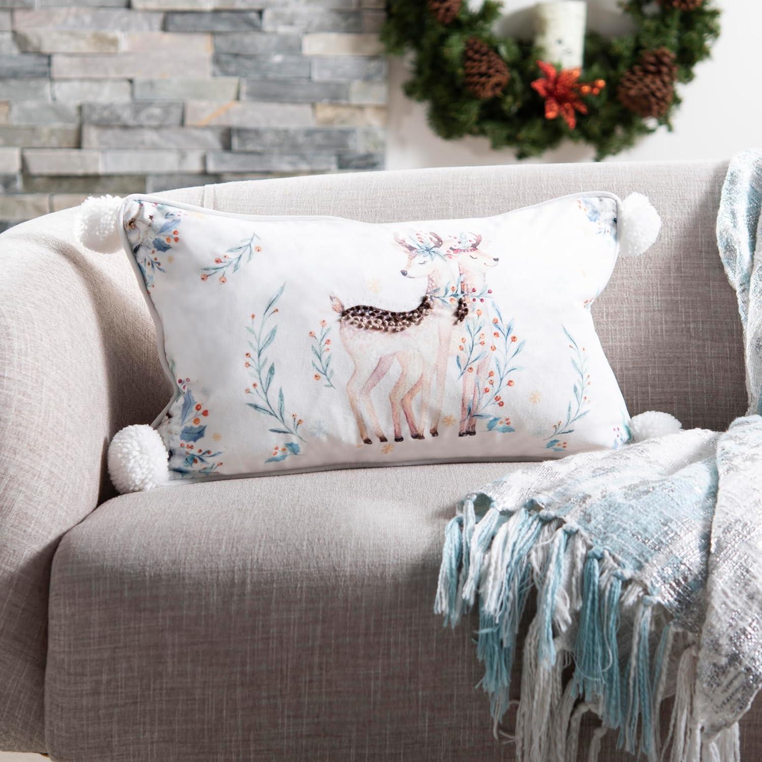 image:imageSAFAVIEH Home Collection Nutmeg White and Brown 12 x 20 Pillow