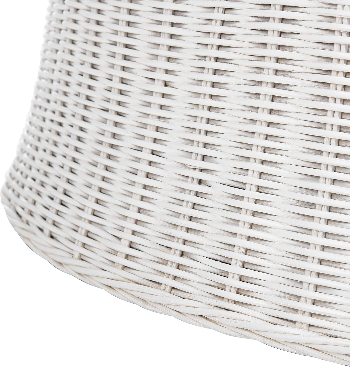 image:imageSAFAVIEH Home Collection Ruxton Dark Brown Rattan Round Coffee Table OttomanWhite