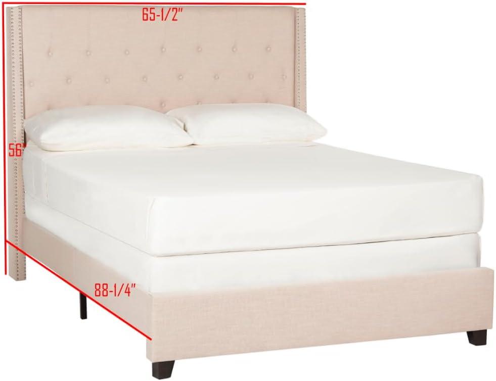 image:imageSAFAVIEH Home Collection Winslet Light Grey amp Espresso Bed FullLight Beige