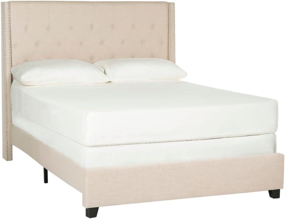 image:imageSAFAVIEH Home Collection Winslet Light Grey amp Espresso Bed FullLight Beige
