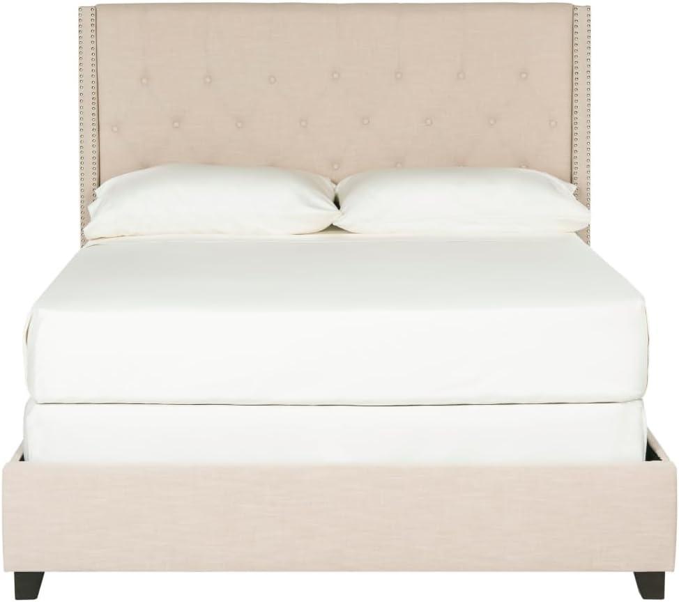 image:imageSAFAVIEH Home Collection Winslet Light Grey amp Espresso Bed FullLight Beige