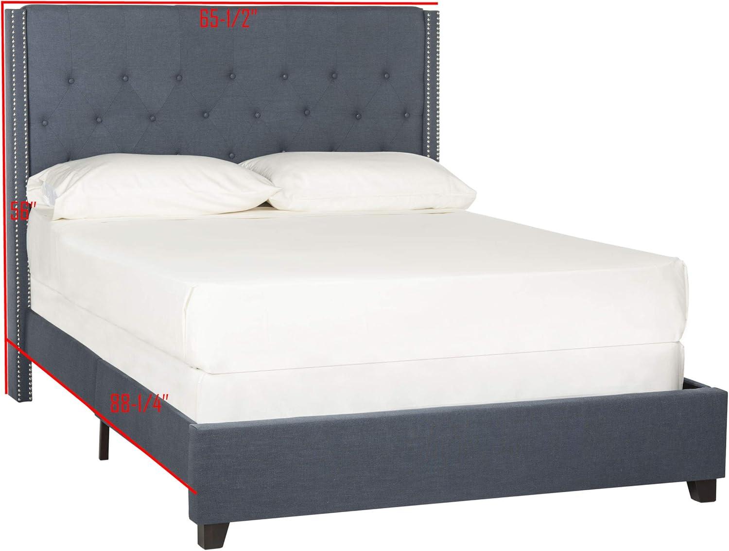 image:imageSAFAVIEH Home Collection Winslet Light Grey amp Espresso Bed FullNavy