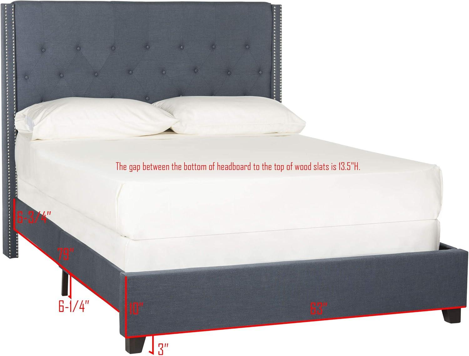 image:imageSAFAVIEH Home Collection Winslet Light Grey amp Espresso Bed FullNavy