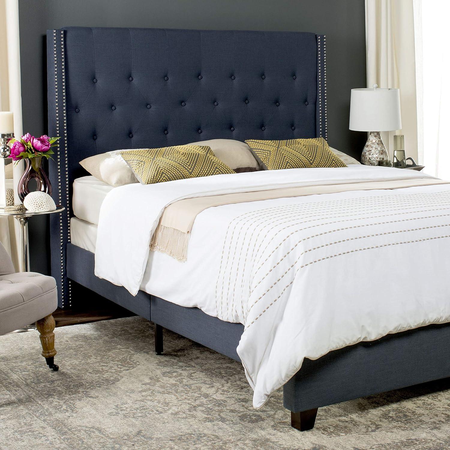 image:imageSAFAVIEH Home Collection Winslet Light Grey amp Espresso Bed FullNavy