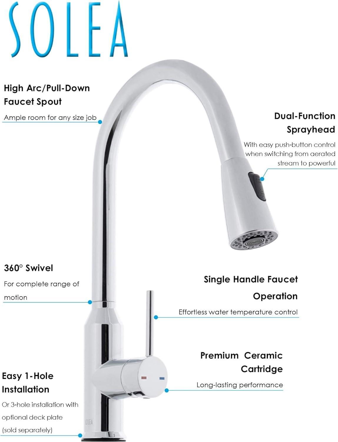 image:imageSAFAVIEH KCF2566C Solea Collection Prosper Kitchen Faucet Chrome