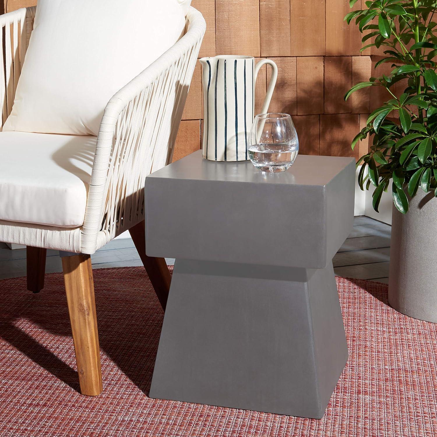 image:imageSAFAVIEH Outdoor Collection Zen Mushroom Modern Dark Grey Concrete Accent Table Fully AssembledGrey