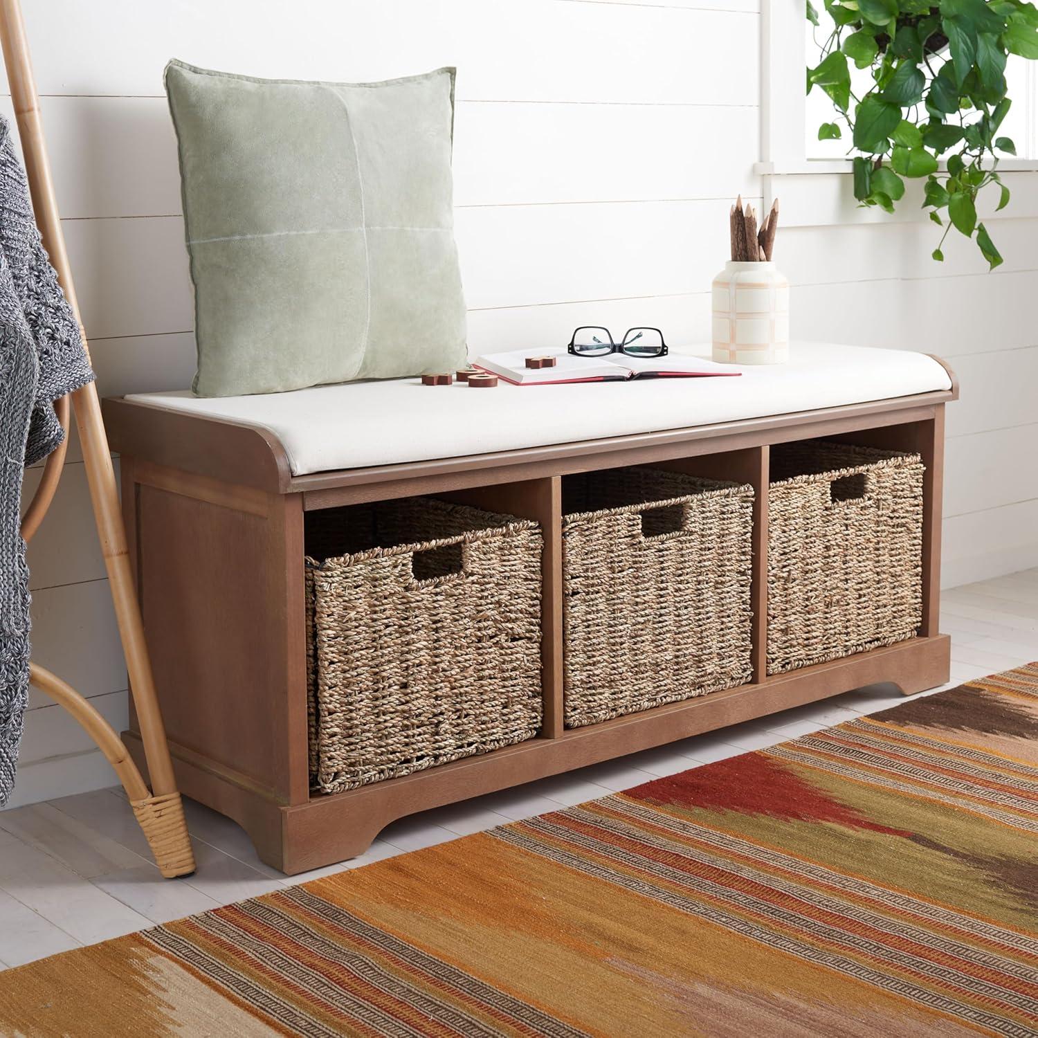 image:imageSafavieh American Homes Collection Lonan Grey and White Wicker Storage BenchSepia