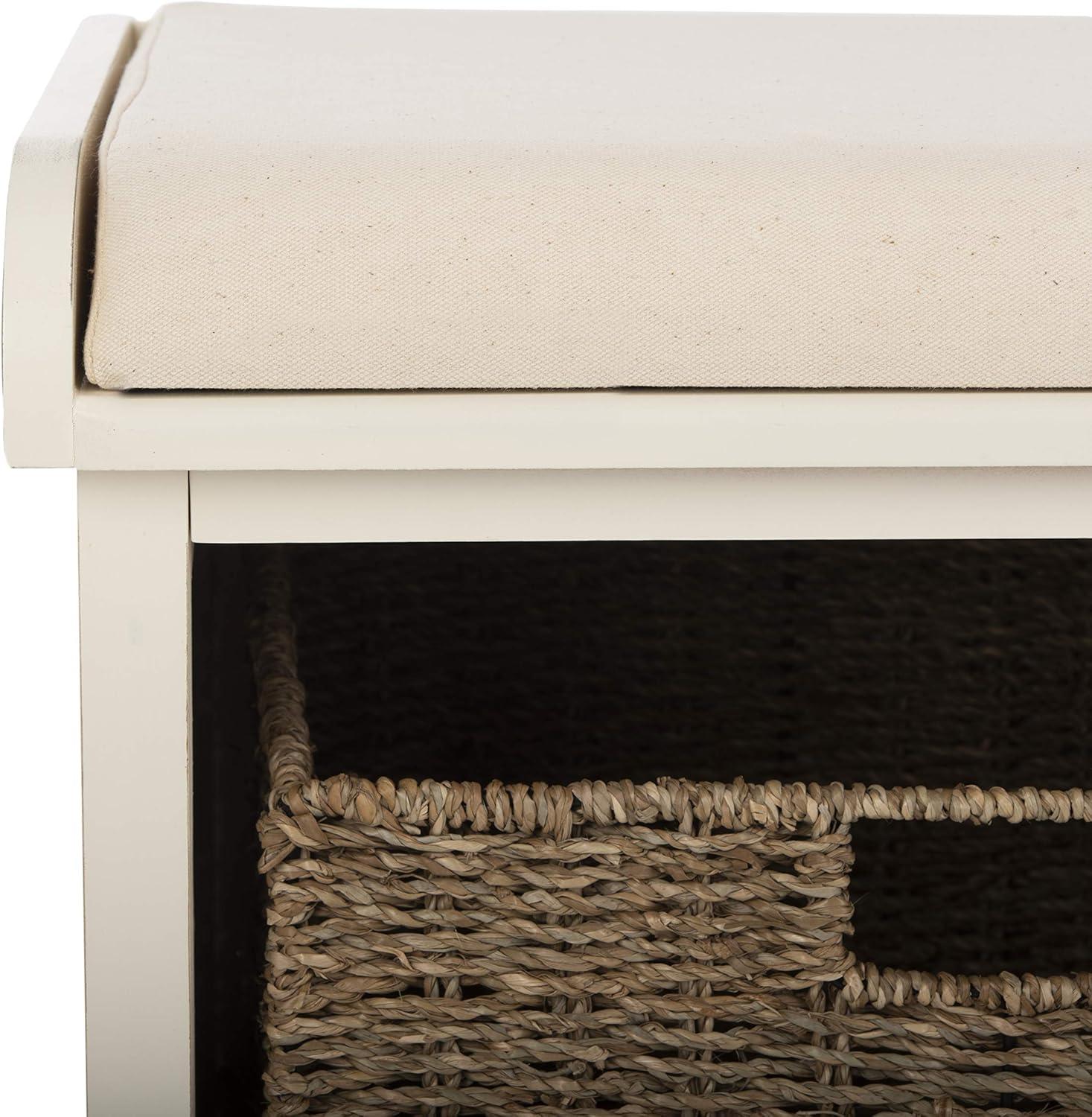 image:imageSafavieh American Homes Collection Lonan Grey and White Wicker Storage BenchWhite