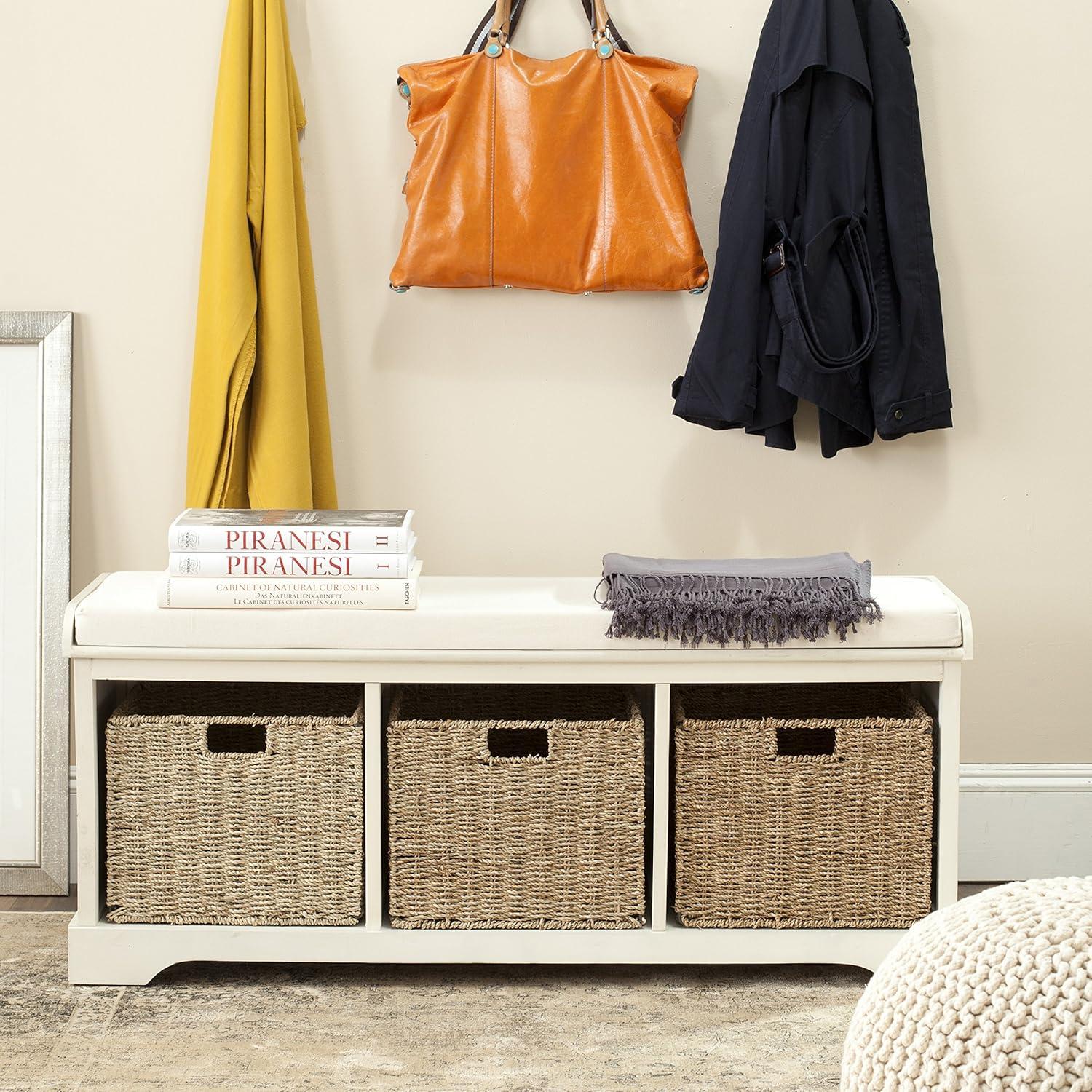 image:imageSafavieh American Homes Collection Lonan Grey and White Wicker Storage BenchWhite
